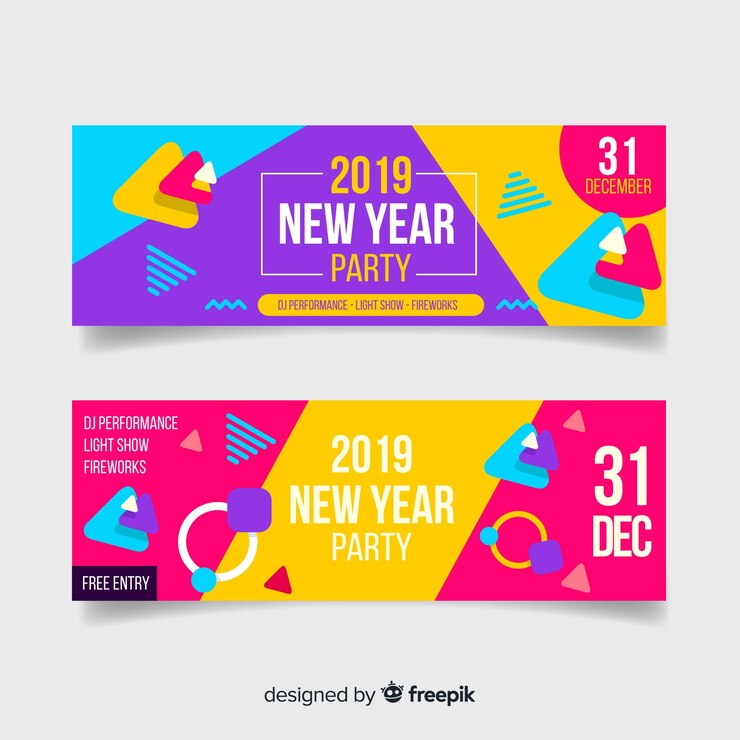Free Vector new year 2019 party banner