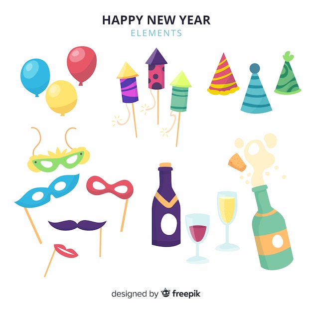 Free vector new year 2019 party elements set