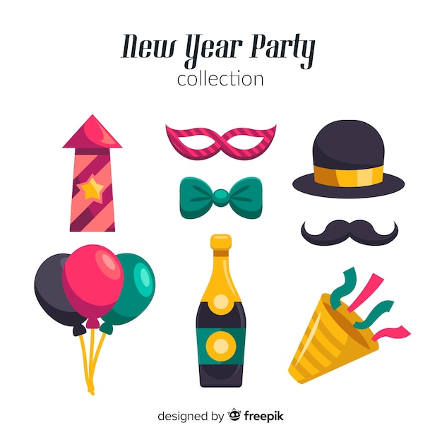 New year 2019 party elements set