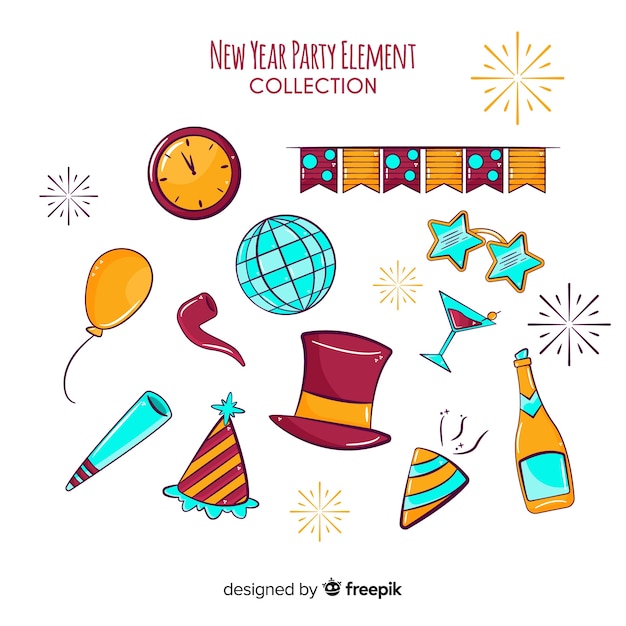 New year 2019 party elements set