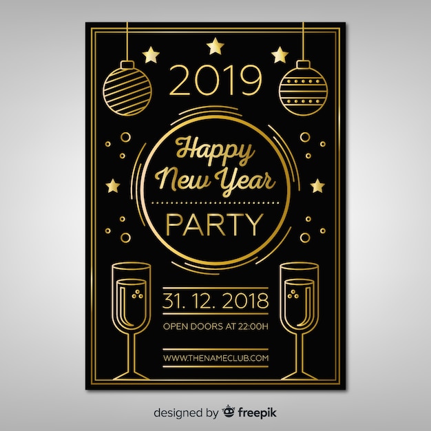 Free vector new year 2019 party flyer