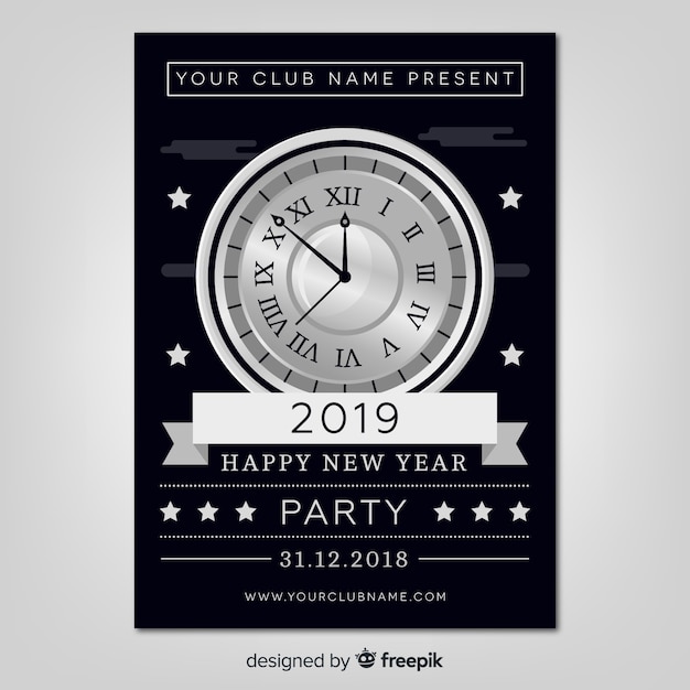 Free vector new year 2019 party flyer