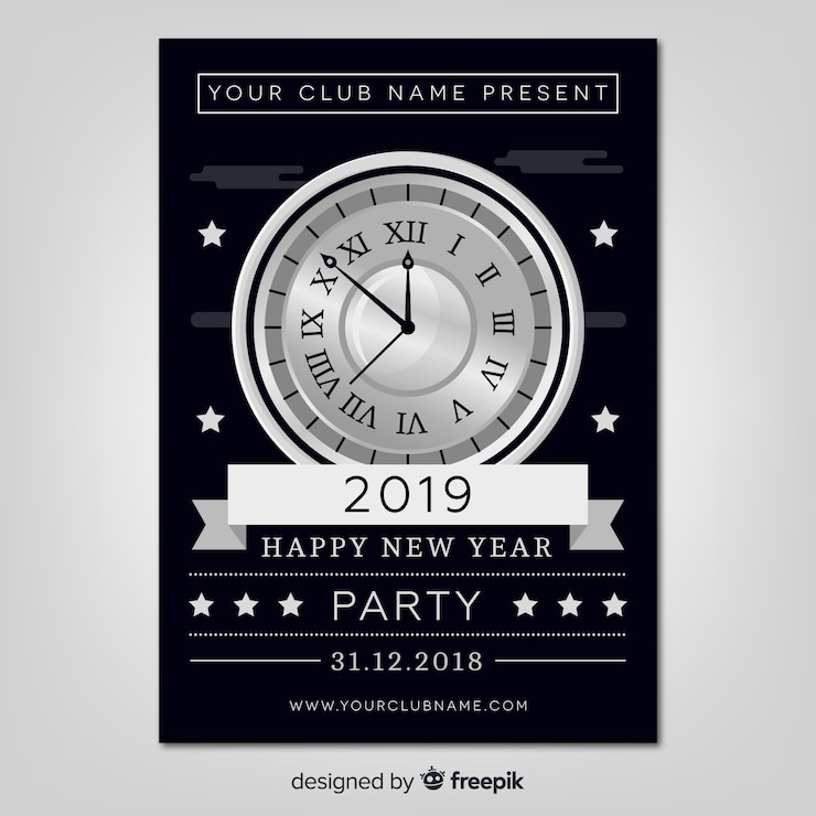 Free Vector new year 2019 party flyer