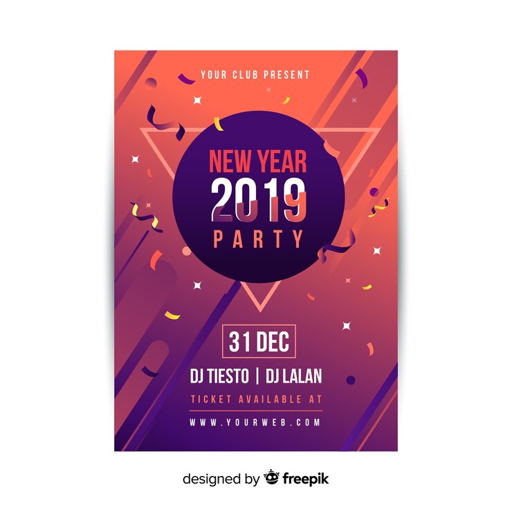 Free Vector new year 2019 party flyer