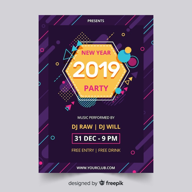 New year 2019 party flyer