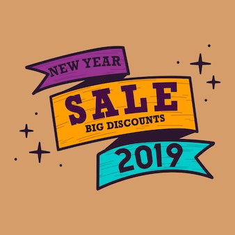 New year 2019 sale emblem vector