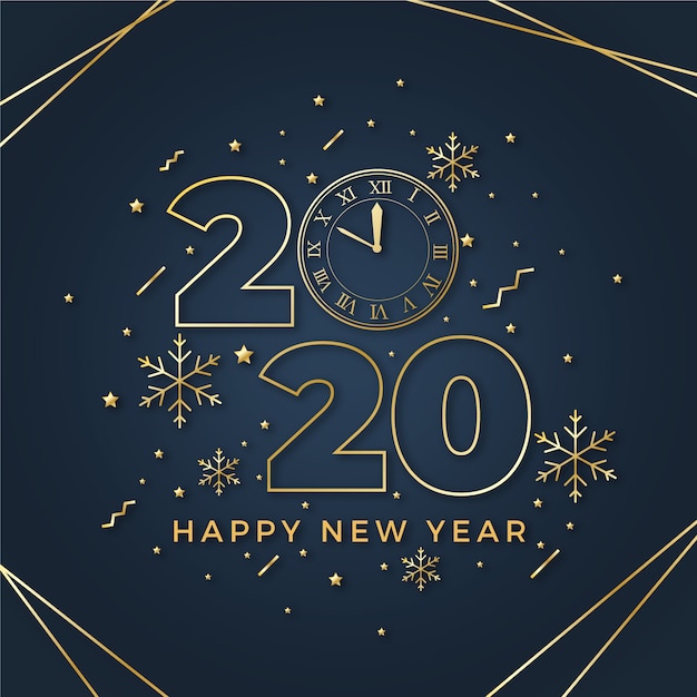 New year 2020 background concept in outline style