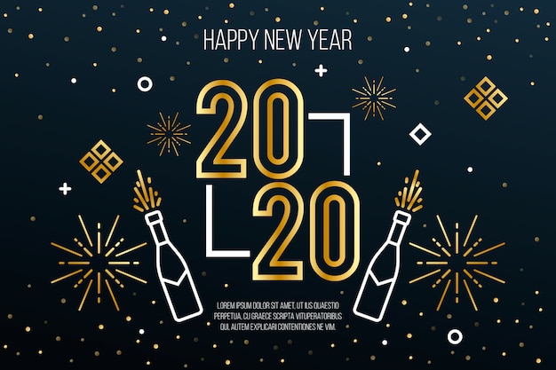 Free vector new year 2020 background concept in outline style