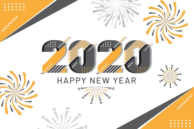 New year 2020 background in flat design