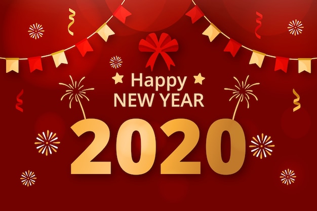 Free vector new year 2020 background in flat design