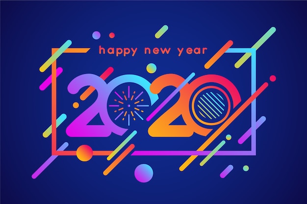 New year 2020 background in flat design