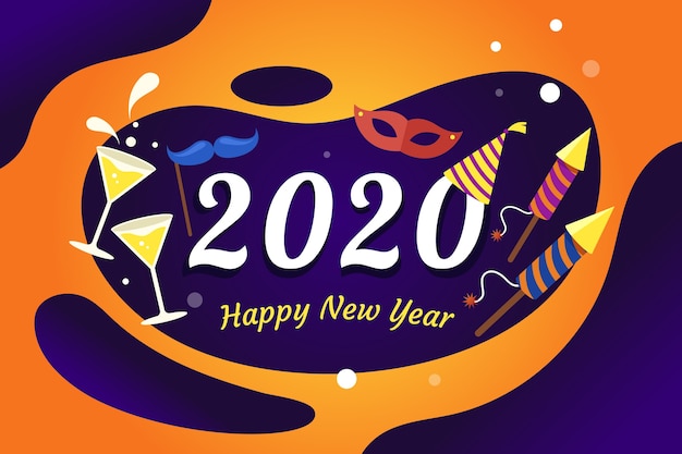 Sfondo del nuovo anno 2020 in design piatto