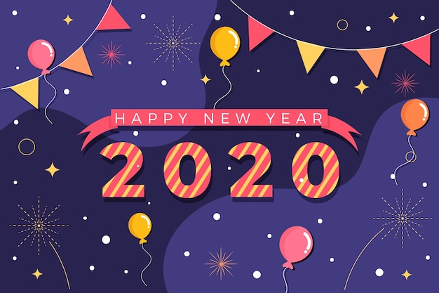 New year 2020 background in flat design