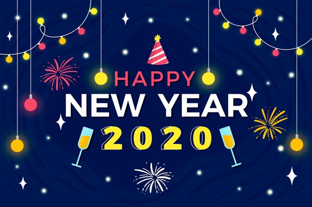 Free vector new year 2020 background in flat design