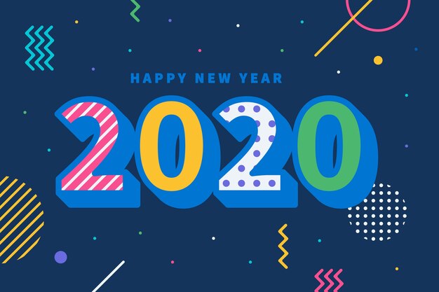 New year 2020 background in flat design