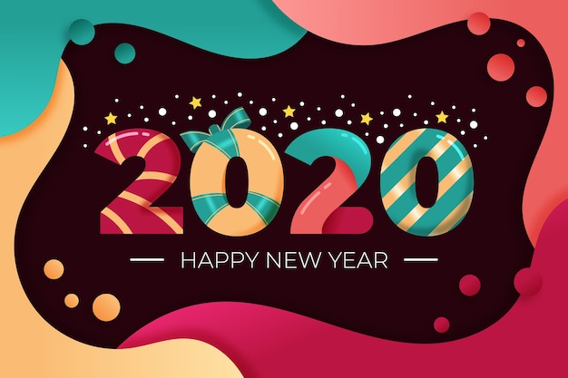 New year 2020 background in flat design