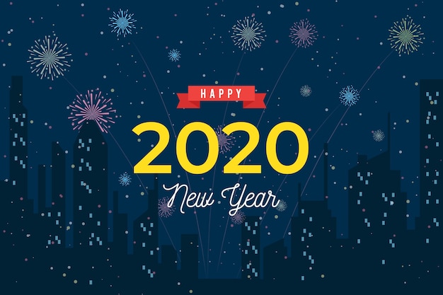 フラットなデザインの新年2020年の背景