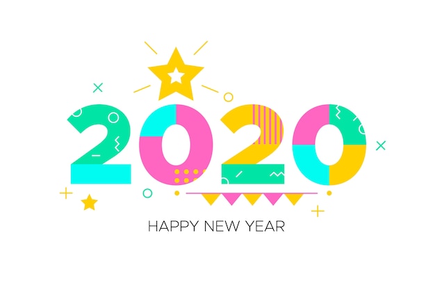 Бесплатное векторное изображение Новый год 2020 фон в плоском дизайне