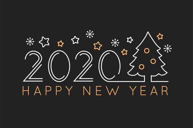 New year 2020 background in outline style