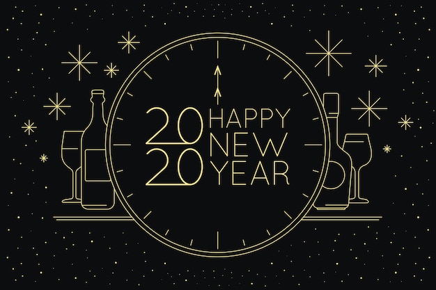 Free vector new year 2020 background in outline style