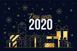 Free vector new year 2020 background in outline style