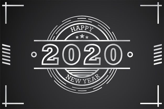 Vettore gratuito sfondo del nuovo anno 2020 in stile contorno
