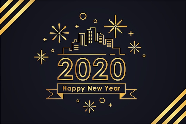 アウトラインスタイルの新年2020年背景