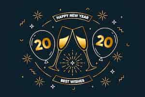 Free vector new year 2020 background in outline style