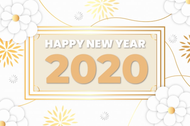 New year 2020 background in paper style