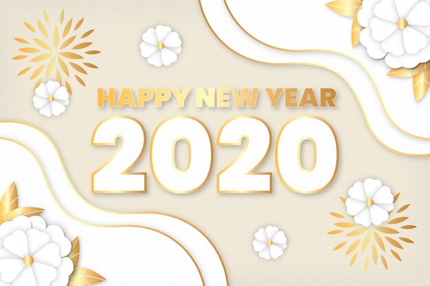 New year 2020 background in paper style