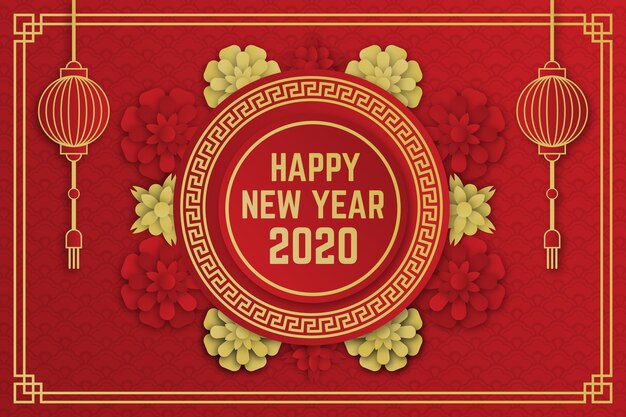 Новый год 2020 фон в бумажном стиле