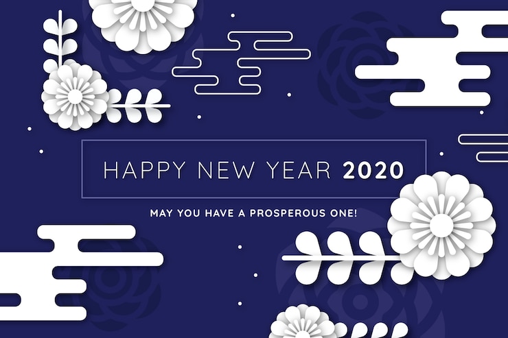 무료 Vector 종이 스타일의 새해 2020 배경