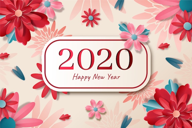 New year 2020 background in paper style