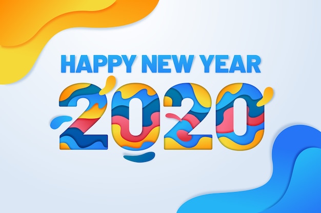 Sfondo del nuovo anno 2020 in stile carta