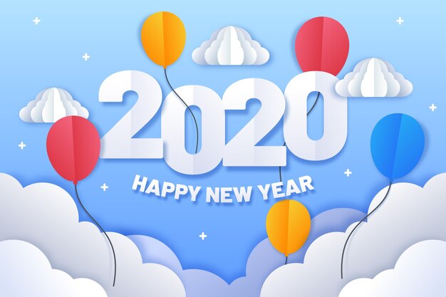 New year 2020 background in paper style