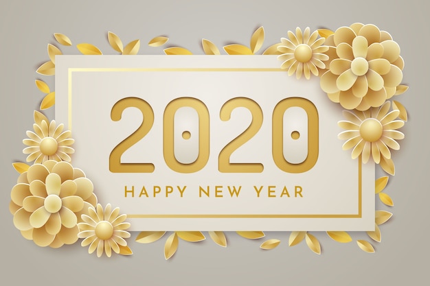 現実的な金色の装飾と新年2020年の背景