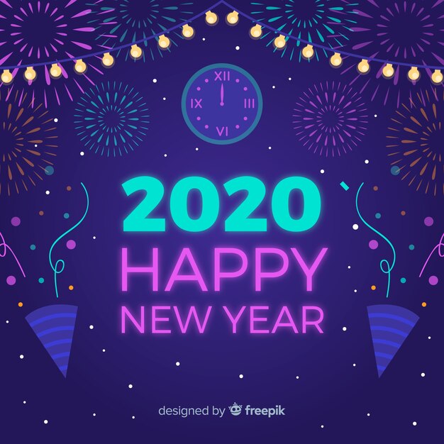 フラットデザインの新年2020