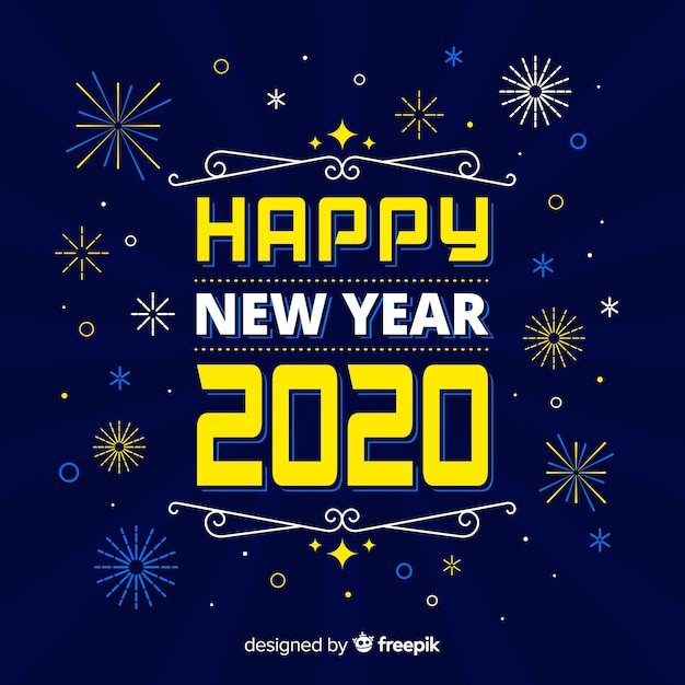 New year 2020 in flat design