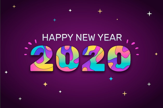 Vettore gratuito nuovo anno 2020 in design piatto