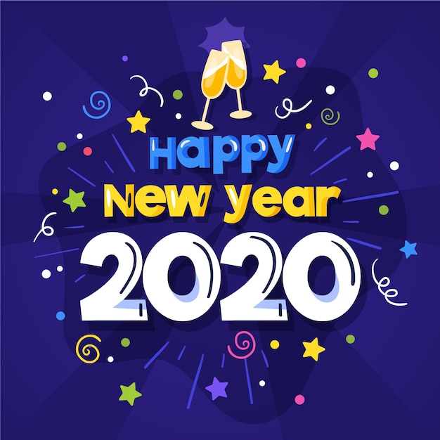 New year 2020 in flat design