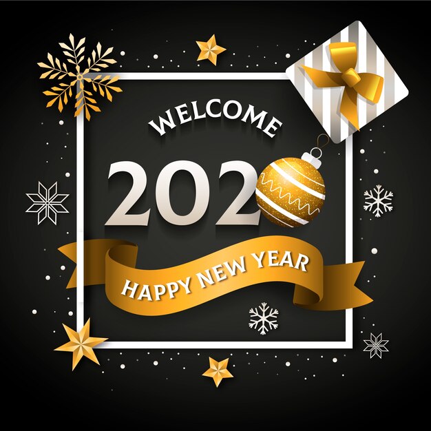 Free vector new year 2020 in flat design