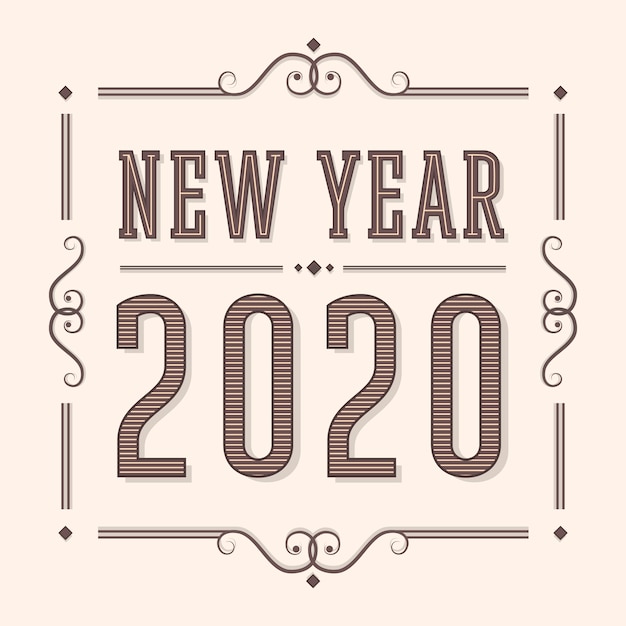 Бесплатное векторное изображение Новый год 2020 в винтажном стиле