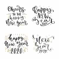Free vector new year 2020 lettering pack