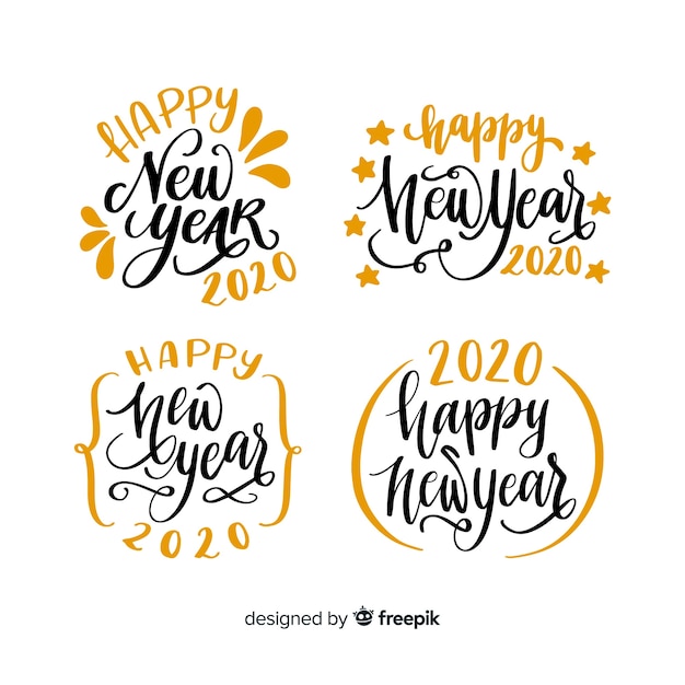 Free vector new year 2020 lettering set