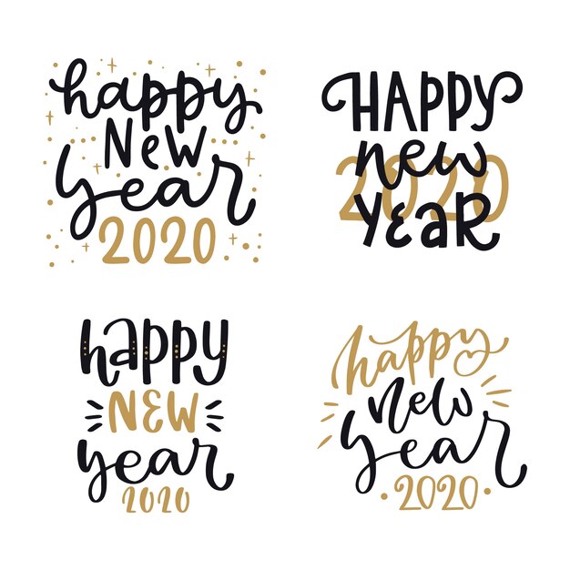 Free Vector new year 2020 lettering set