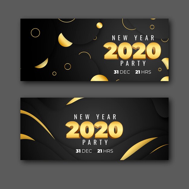 New year 2020 party banner set