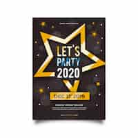 Free vector new year 2020 party flyer template in flat design