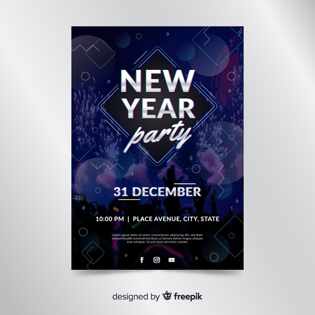 Шаблон флаера вечеринки Новый год 2020 с фото
