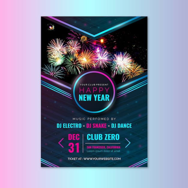 New year 2020 party flyer template with photo