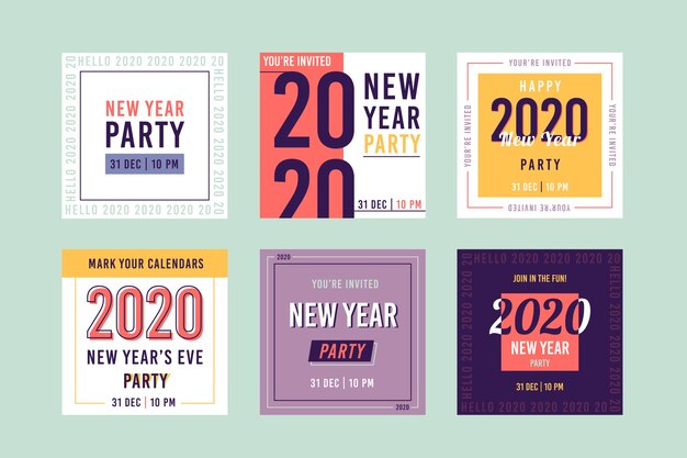 New year 2020 party instagram post collection